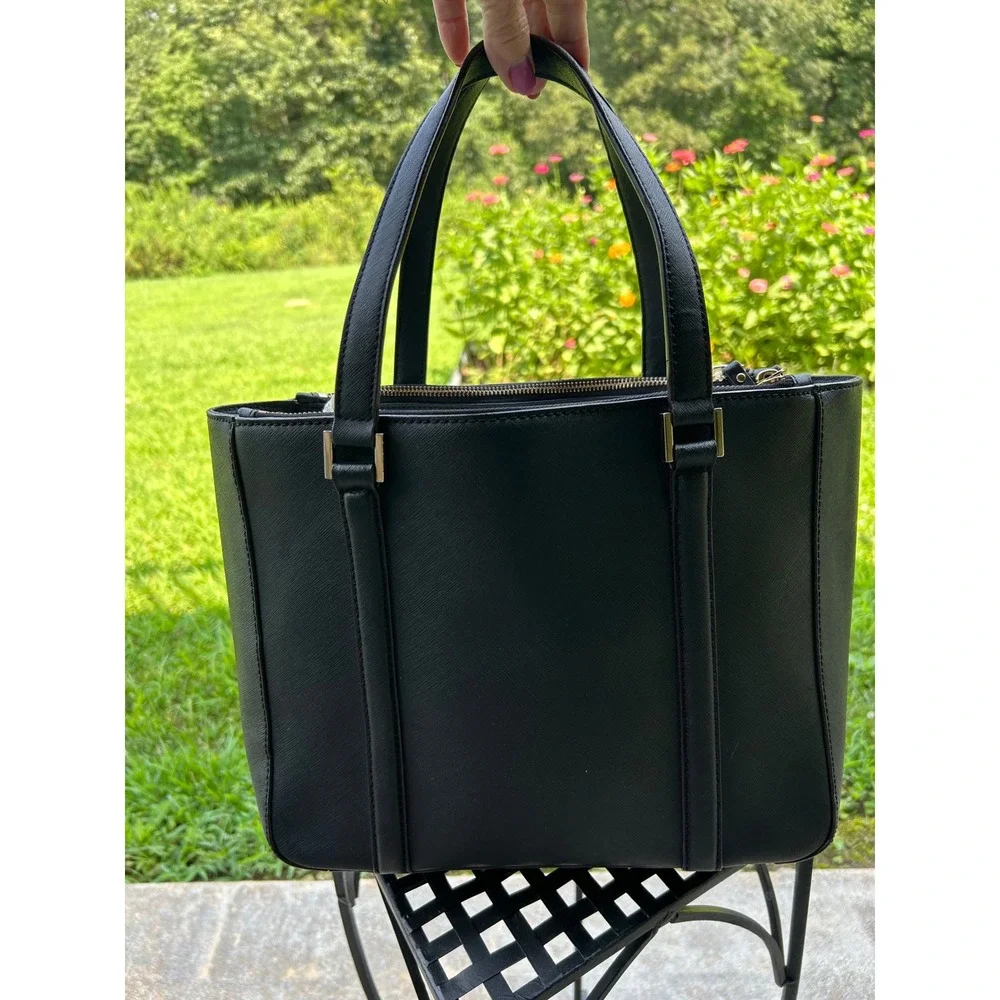Kate Spade New York Newbury Lane Cadene Black Leather Tote Satchel Shoulder Bag